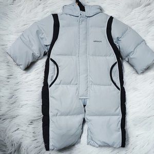 Armani A Baby Down Filled Baby Blue Infant One Piece Snow Suit  6 Mos.